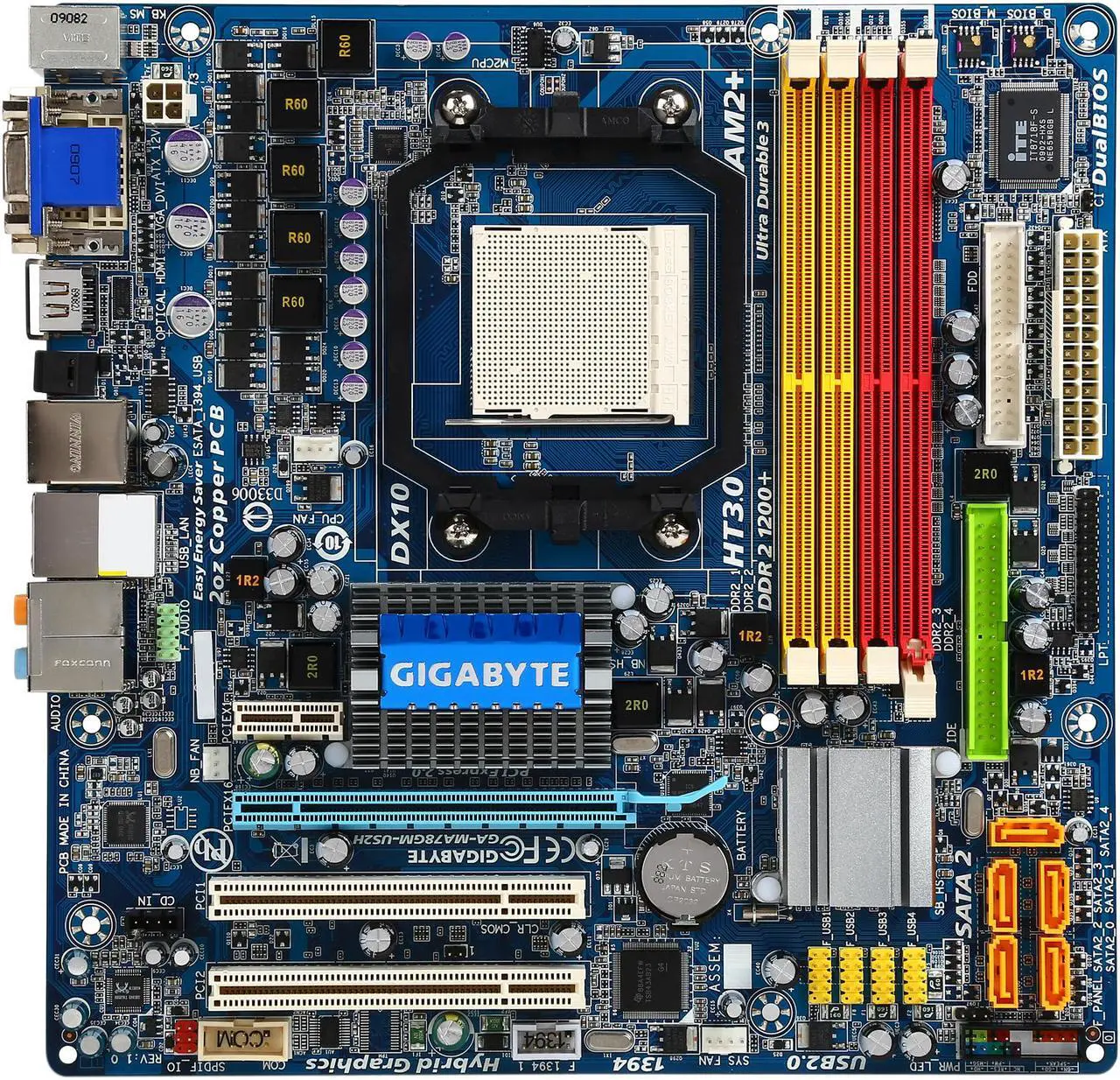 Alt view image 3 of 5 - GIGABYTE GA-MA78GM-US2H AM2+/AM2 AMD 780G HDMI Micro ATX AMD Motherboard