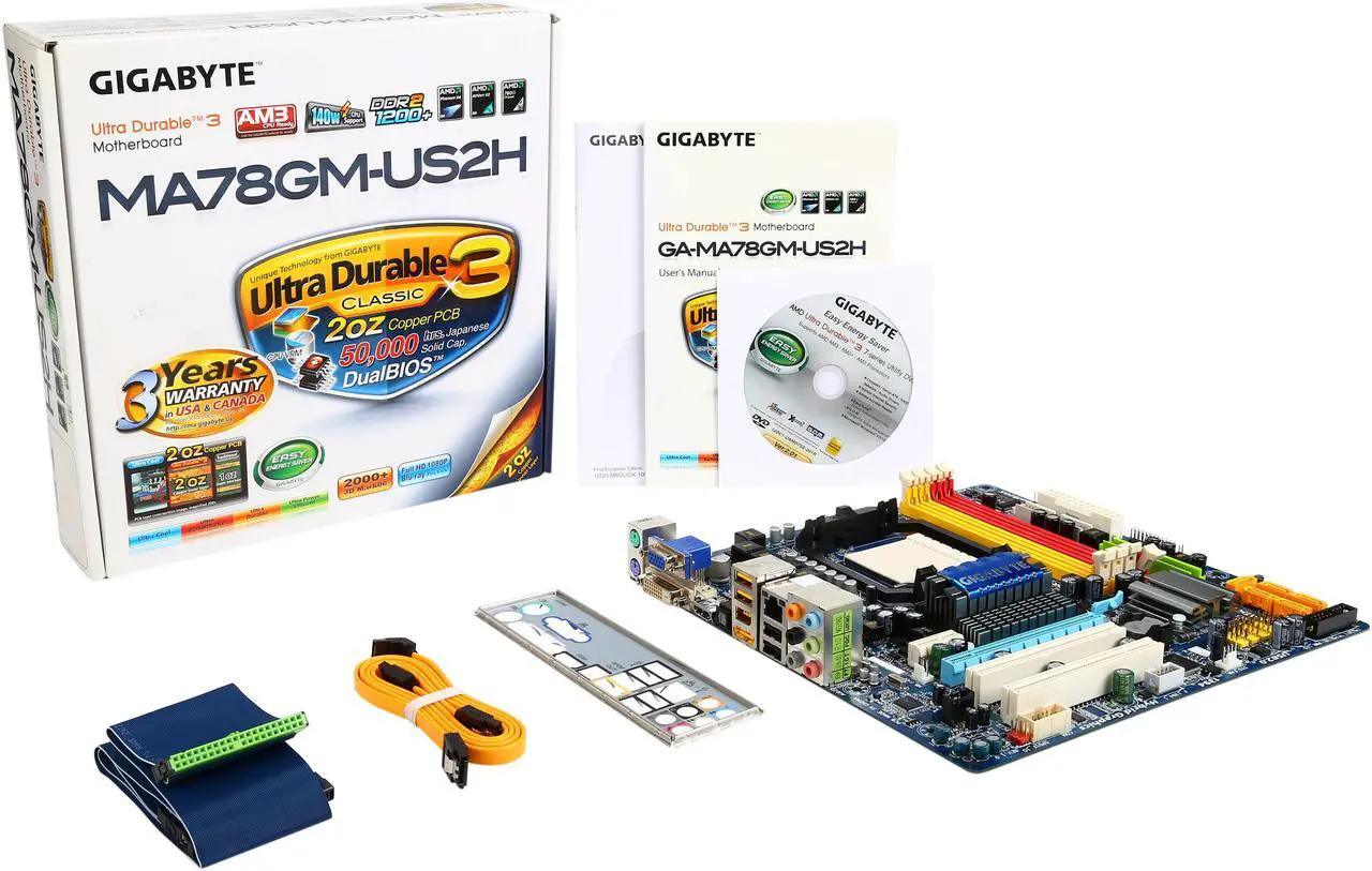 Alt view image 5 of 5 - GIGABYTE GA-MA78GM-US2H AM2+/AM2 AMD 780G HDMI Micro ATX AMD Motherboard
