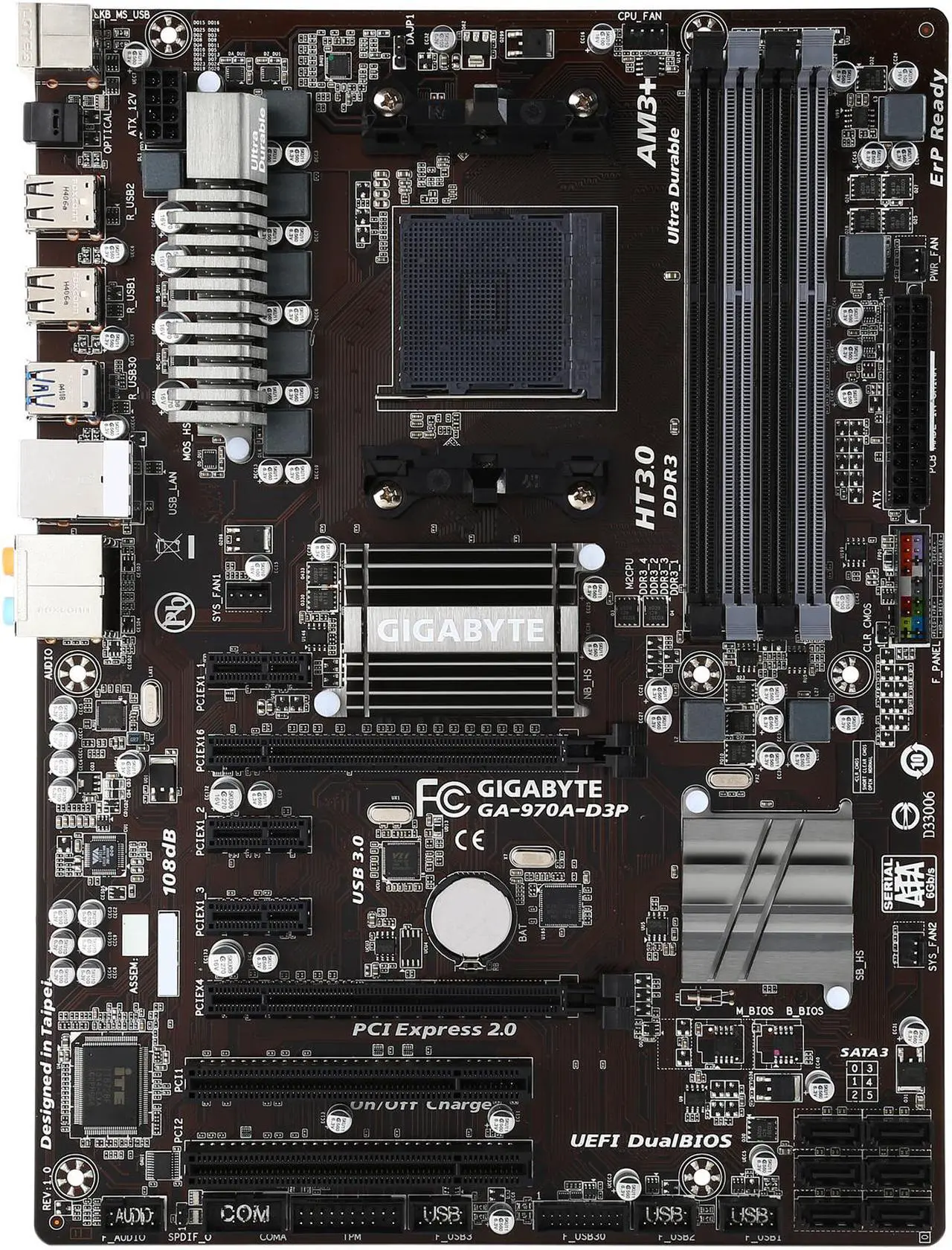 Alt view image 3 of 5 - GIGABYTE GA-970A-D3P AM3+/AM3 AMD 970 6 x SATA 6Gb/s USB 3.0 ATX AMD Motherboard Certified Refurbished