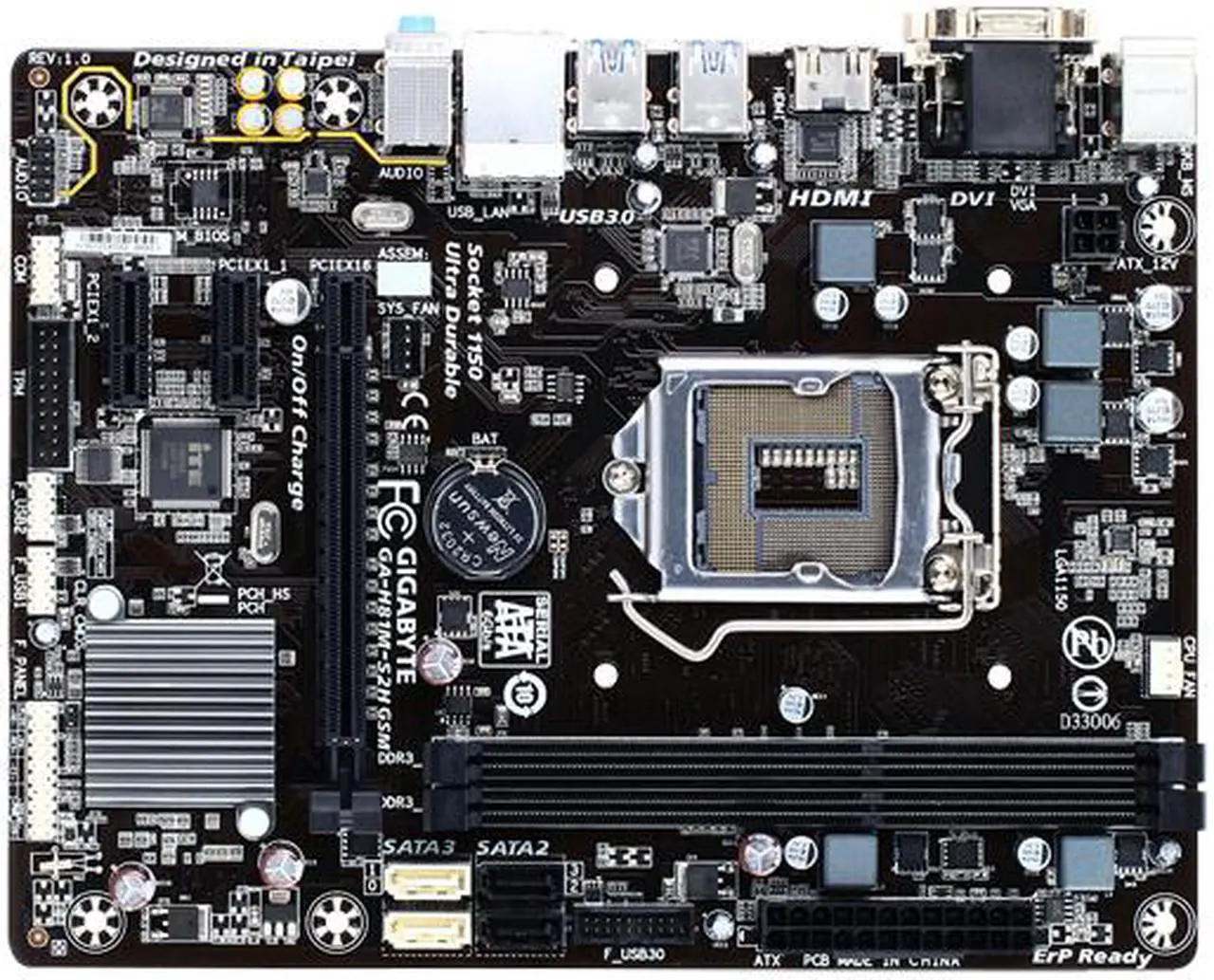 Alt view image 2 of 3 - GIGABYTE GA-H81M-S2H GSM (rev. 1.0) LGA 1150 Intel H81 HDMI USB 3.0 Micro ATX Intel Motherboard
