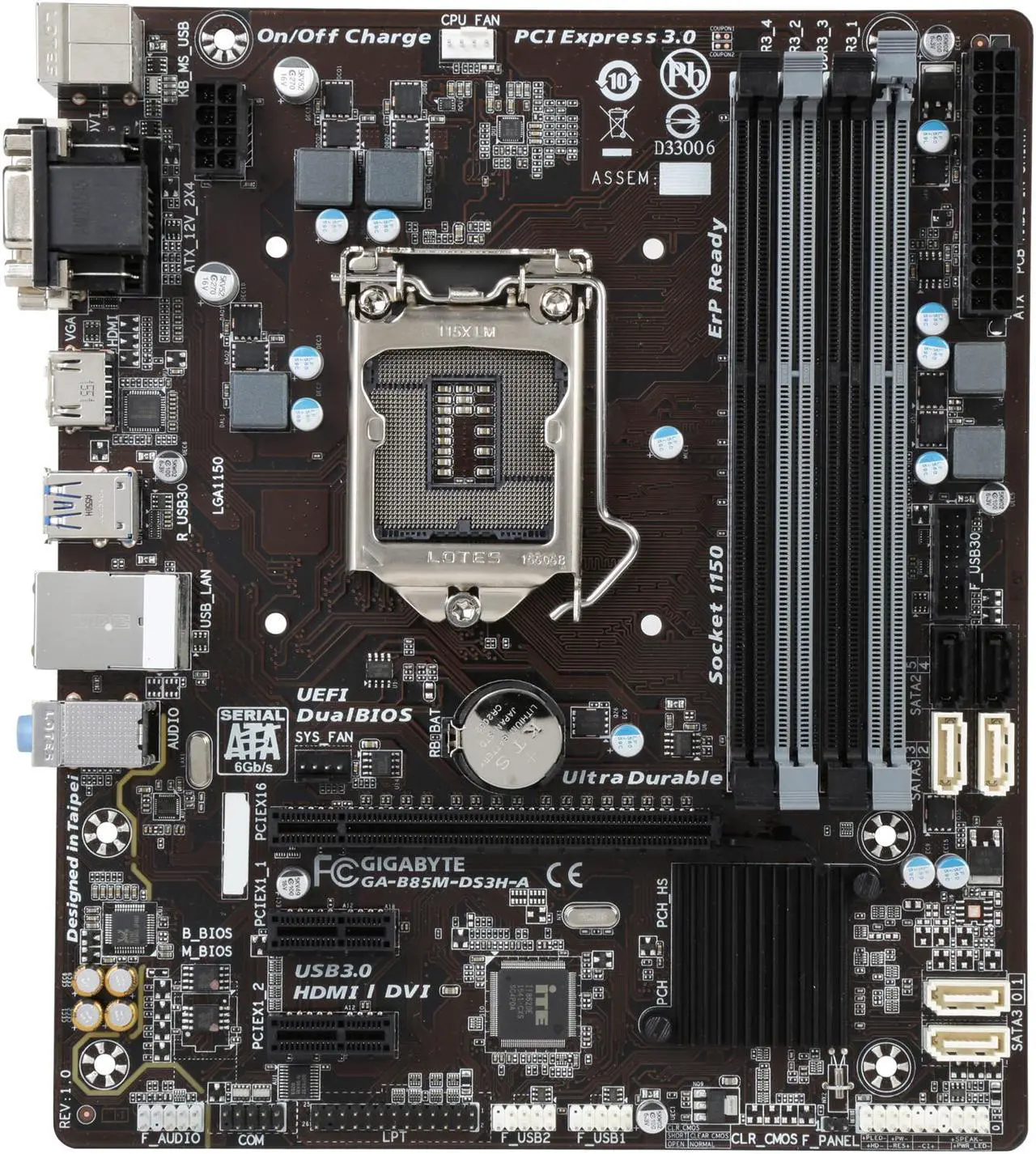 Alt view image 3 of 5 - GIGABYTE GA-B85M-DS3H-A LGA 1150 Intel B85 HDMI USB 3.0 Micro ATX Motherboards - Intel