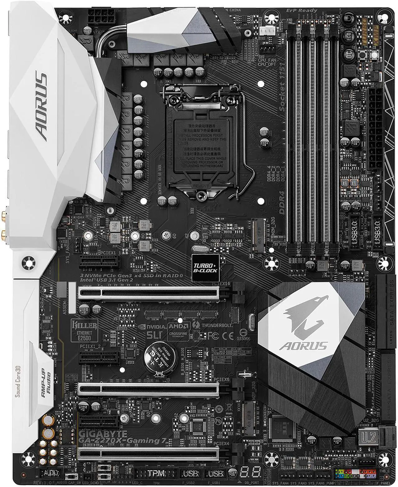 Alt view image 3 of 7 - GIGABYTE AORUS GA-Z270X-Gaming 7 (rev. 1.0) LGA 1151 Intel Z270 HDMI USB 3.1 ATX Motherboards - Intel