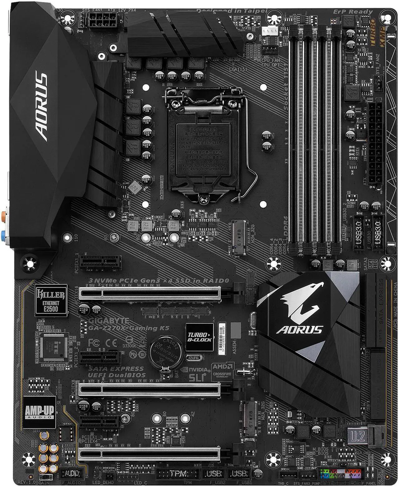 Alt view image 3 of 5 - GIGABYTE AORUS GA-Z270X-Gaming K5 (rev. 1.0) LGA 1151 Intel Z270 HDMI USB 3.1 ATX Intel Motherboard