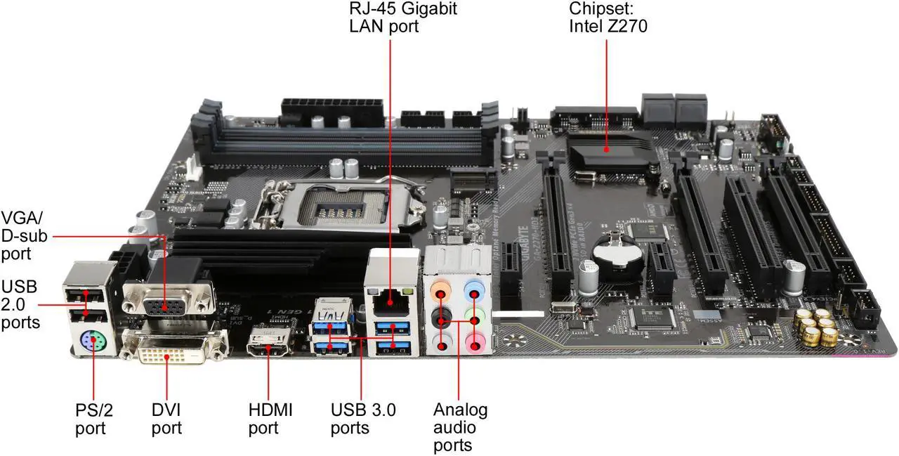 Alt view image 3 of 5 - GIGABYTE GA-Z270-HD3 (rev. 1.0) LGA 1151 Intel Z270 HDMI USB 3.1 ATX Motherboards - Intel