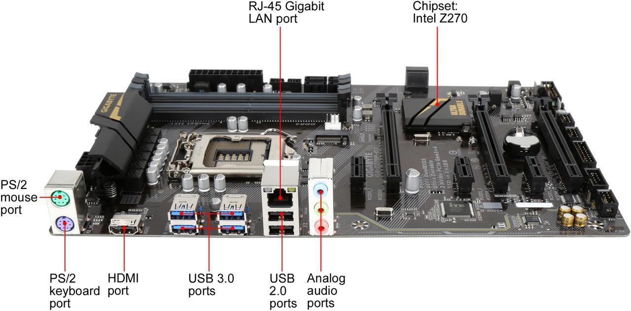 Alt view image 3 of 5 - GIGABYTE GA-Z270P-D3 (rev. 1.0) LGA 1151 Intel Z270 HDMI SATA 6Gb/s USB 3.1 ATX Motherboards - Intel
