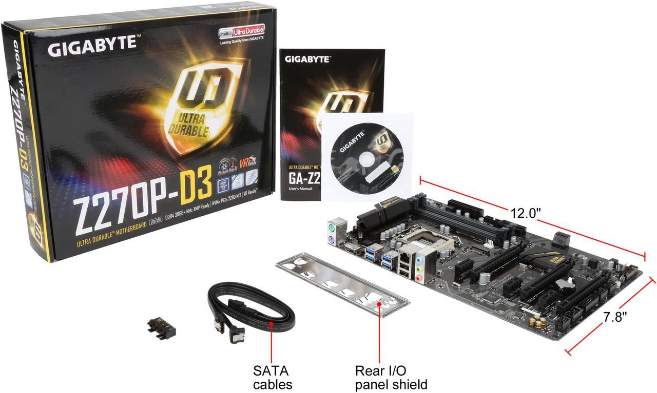 Alt view image 6 of 5 - GIGABYTE GA-Z270P-D3 (rev. 1.0) LGA 1151 Intel Z270 HDMI SATA 6Gb/s USB 3.1 ATX Motherboards - Intel