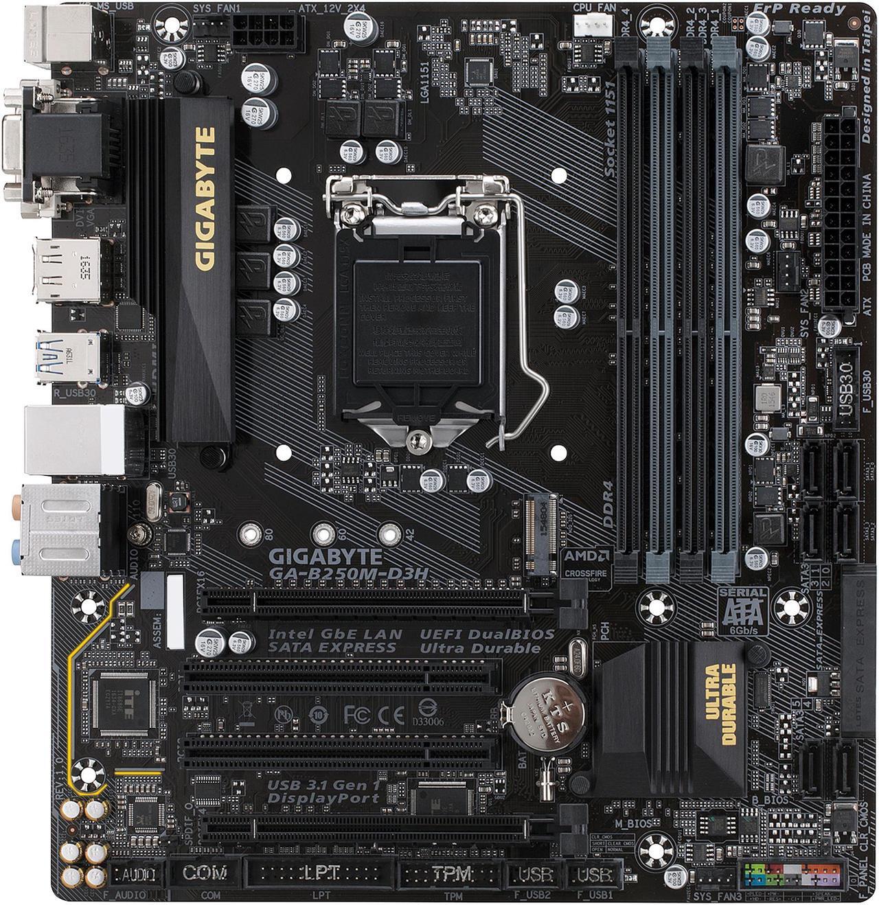 Main image of GIGABYTE GA-B250M-D3H (rev. 1.0) LGA 1151 Intel B250 HDMI USB 3.1 Micro ATX Motherboards - Intel