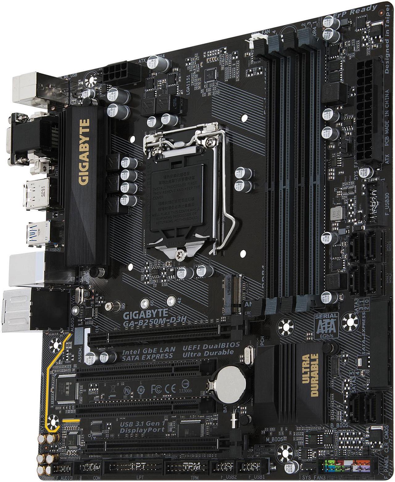 Alt view image 3 of 5 - GIGABYTE GA-B250M-D3H (rev. 1.0) LGA 1151 Intel B250 HDMI USB 3.1 Micro ATX Motherboards - Intel