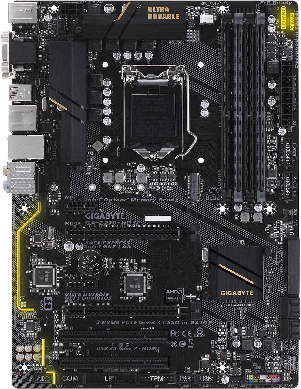 Main image of GIGABYTE GA-Z270-HD3P (rev. 1.0) LGA 1151 Intel Z270 HDMI SATA 6Gb/s USB 3.1 ATX Motherboards - Intel