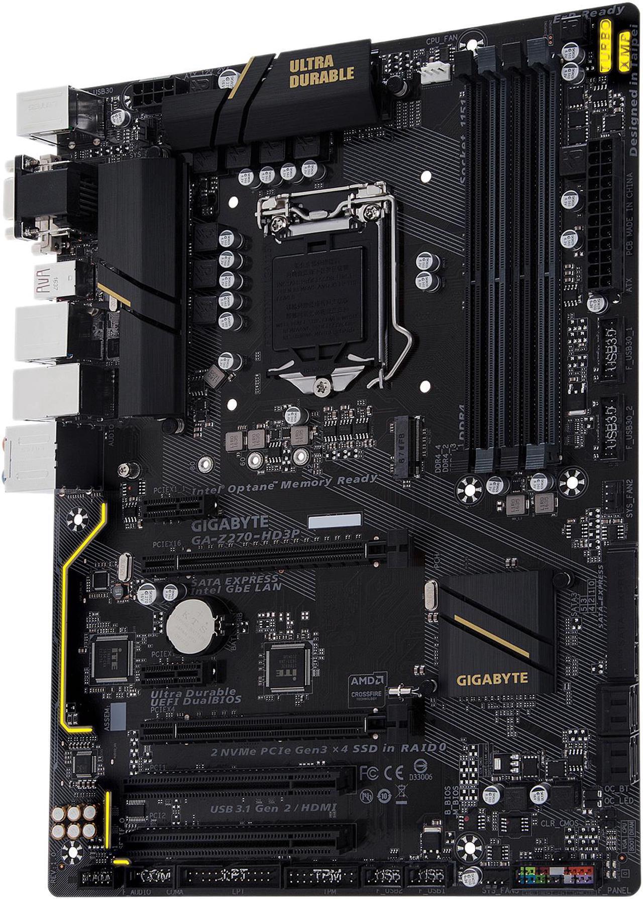 Alt view image 2 of 6 - GIGABYTE GA-Z270-HD3P (rev. 1.0) LGA 1151 Intel Z270 HDMI SATA 6Gb/s USB 3.1 ATX Motherboards - Intel