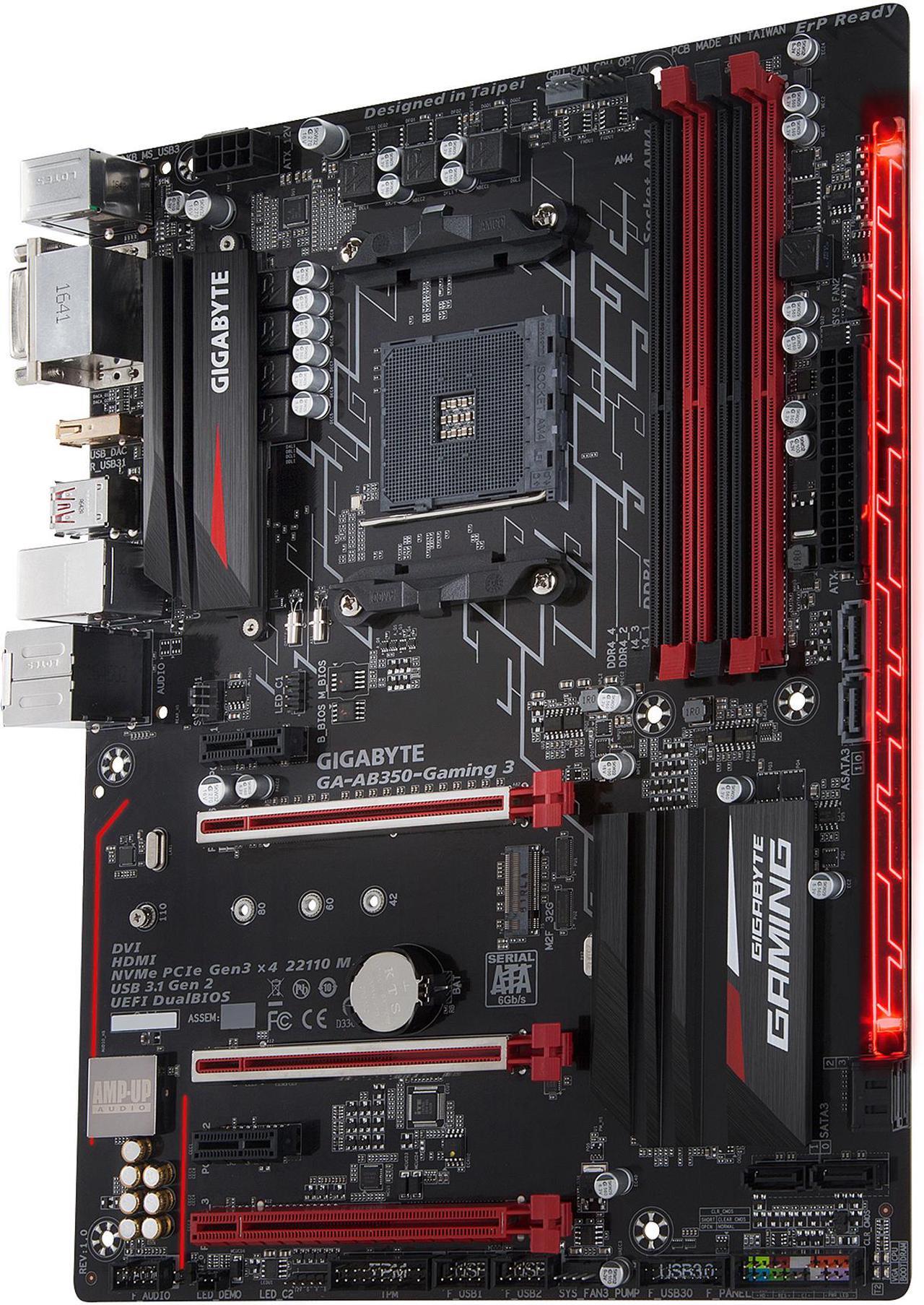 Main image of GIGABYTE GA-AB350-GAMING 3 (rev. 1.0) AM4 AMD B350 USB 3.1 HDMI ATX AMD Motherboard