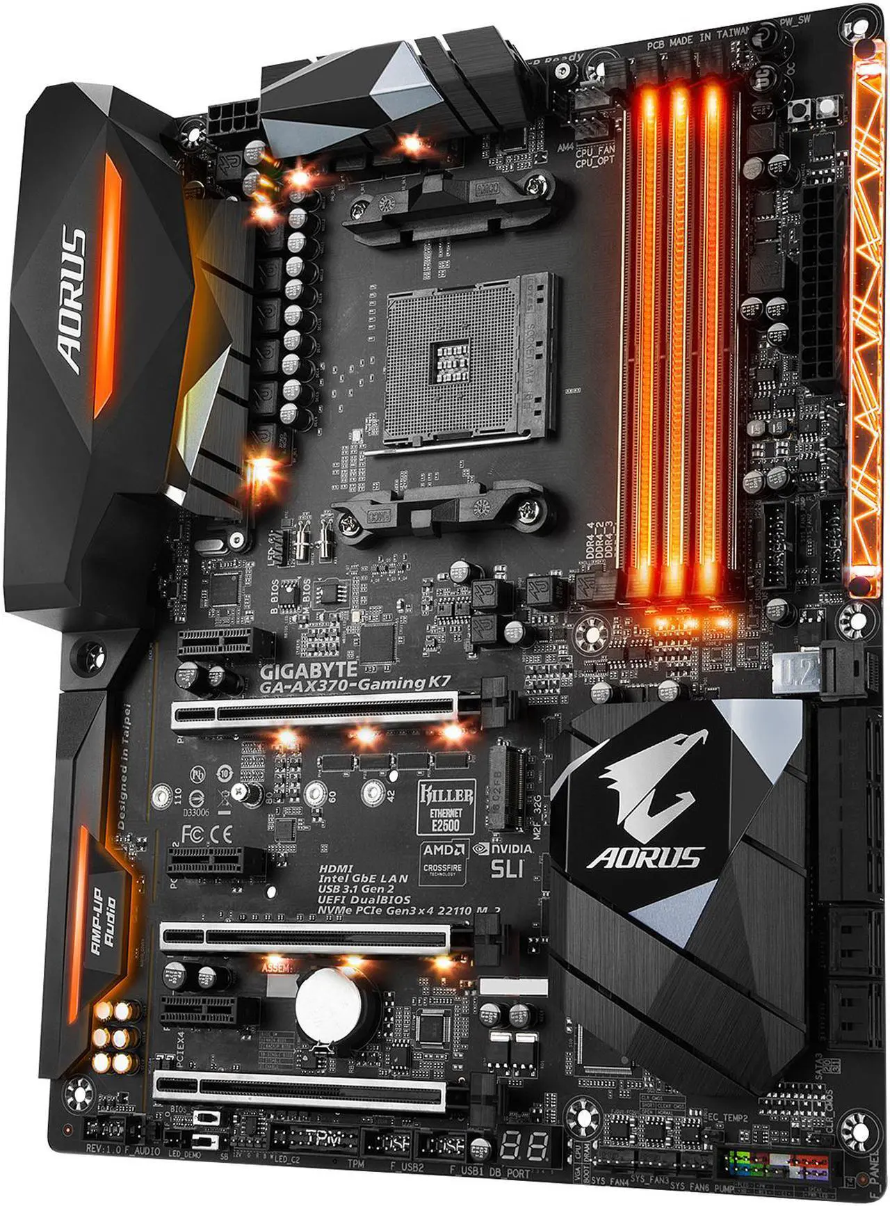 Alt view image 2 of 6 - GIGABYTE AORUS GA-AX370-Gaming K7 (rev. 1.0) AM4 AMD X370 USB 3.1 HDMI ATX AMD Motherboard