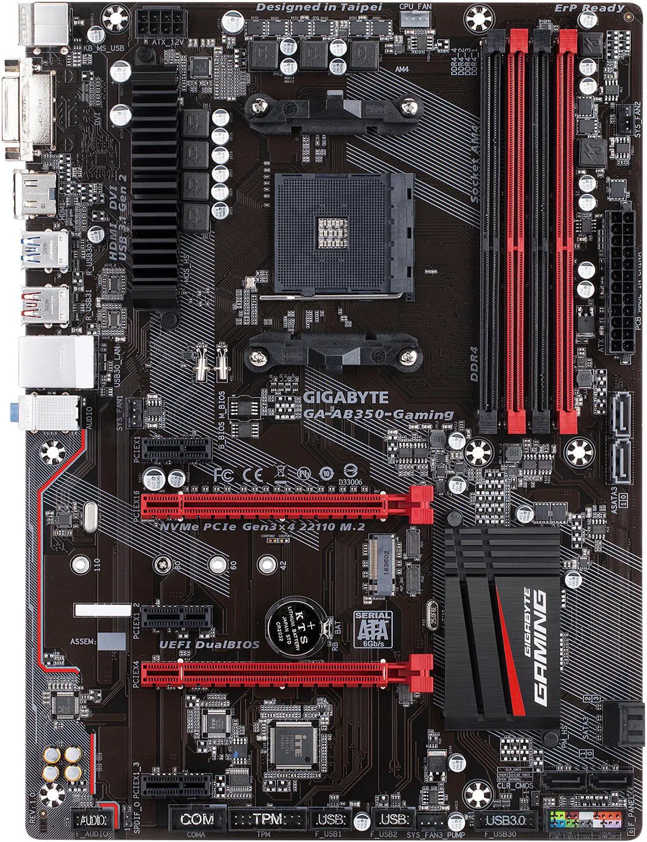 Main image of GIGABYTE GA-AB350-Gaming (rev. 1.0) AM4 AMD B350 USB 3.1 HDMI ATX AMD Motherboard