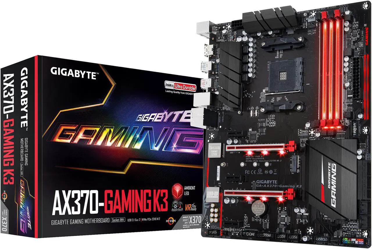Alt view image 5 of 5 - GIGABYTE GA-AX370-Gaming K3 (rev. 1.0) AM4 AMD X370 USB 3.1 HDMI ATX AMD Motherboard