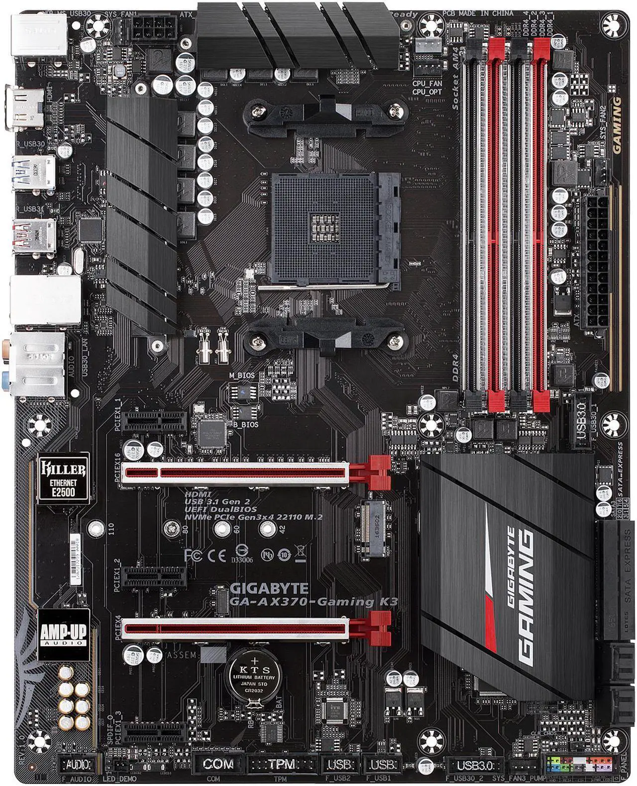 Alt view image 3 of 5 - GIGABYTE GA-AX370-Gaming K3 (rev. 1.0) AM4 AMD X370 USB 3.1 HDMI ATX AMD Motherboard