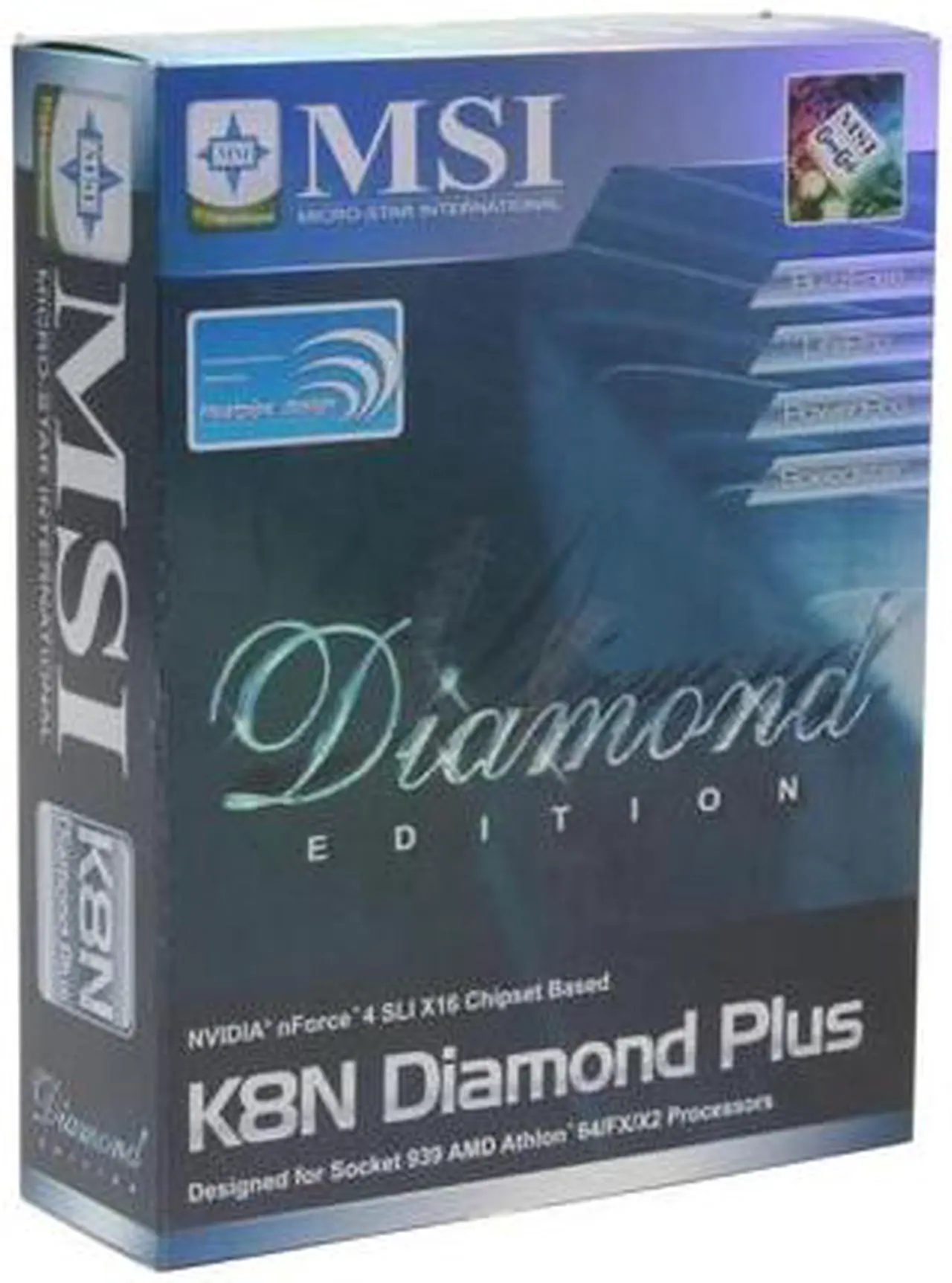 Alt view image 6 of 6 - MSI K8N Diamond Plus 939 NVIDIA nForce4 SLI X16 ATX AMD Motherboard