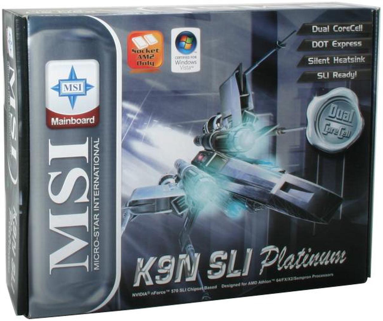 Alt view image 9 of 9 - MSI K9N SLI Platinum AM2 NVIDIA nForce 570 SLI MCP ATX AMD Motherboard
