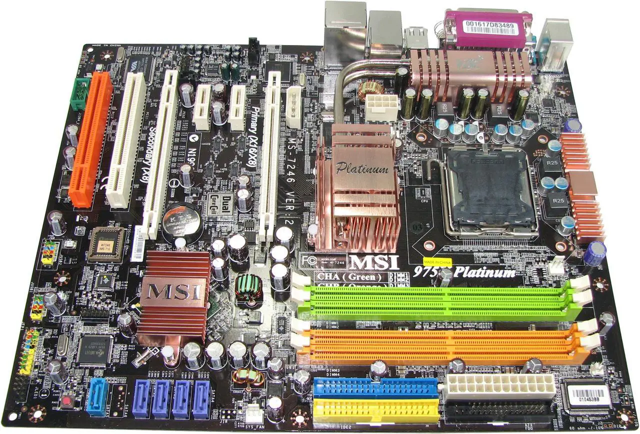 Alt view image 3 of 3 - MSI 975X Platinum V.2 LGA 775 Intel 975X ATX Intel Motherboard