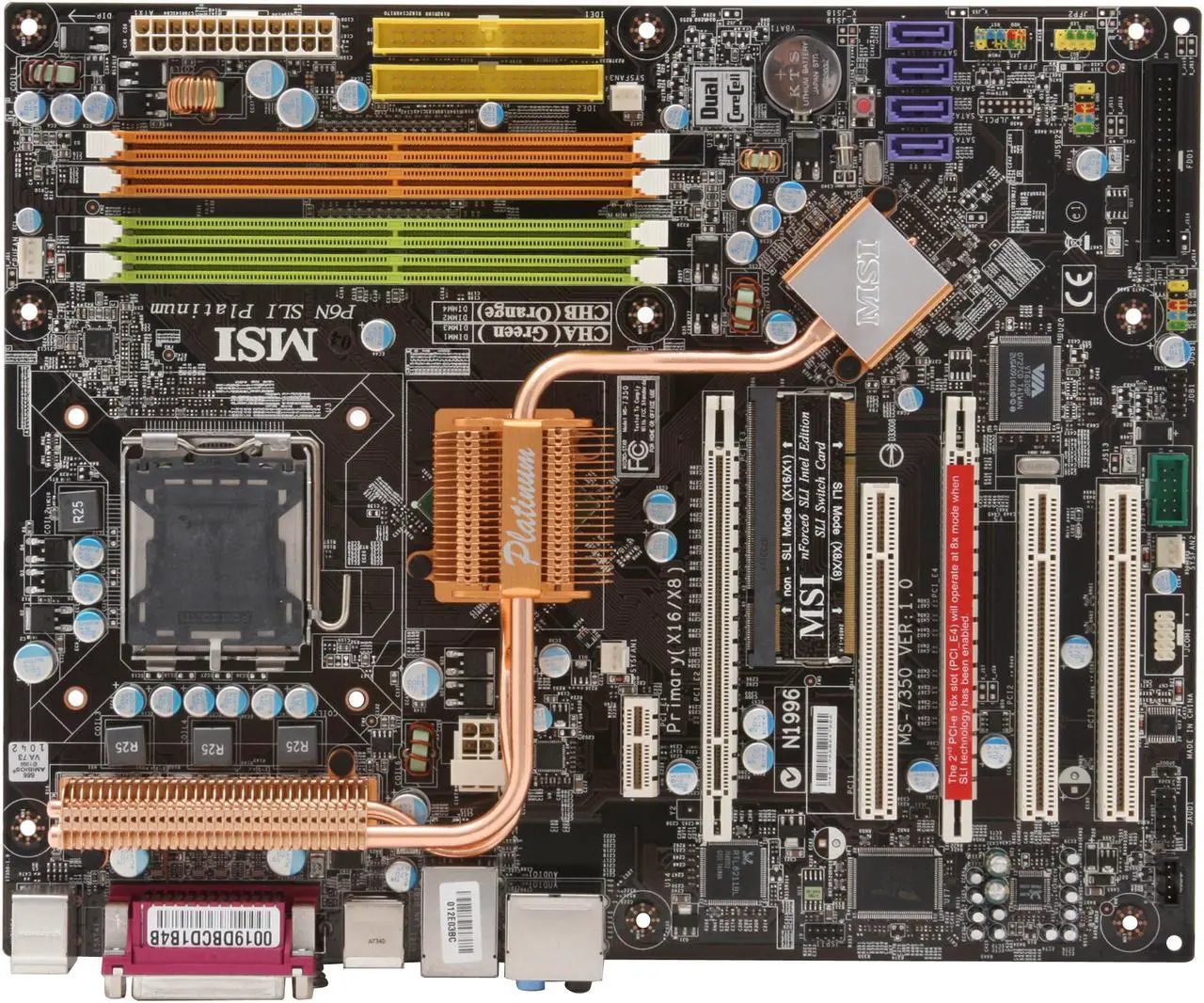 Alt view image 3 of 7 - MSI P6N SLI Platinum LGA 775 NVIDIA nForce 650i SLI ATX Intel Motherboard
