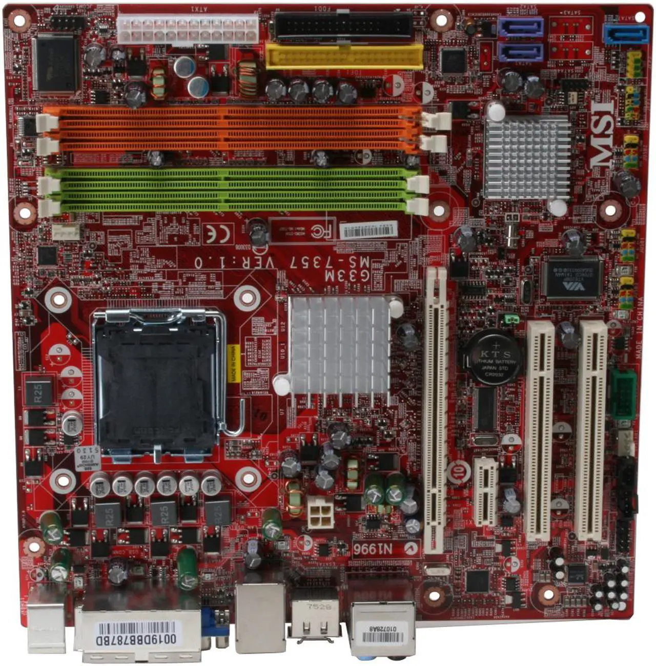 Alt view image 3 of 7 - MSI G33M-FI LGA 775 Intel G33 Micro ATX Intel Motherboard