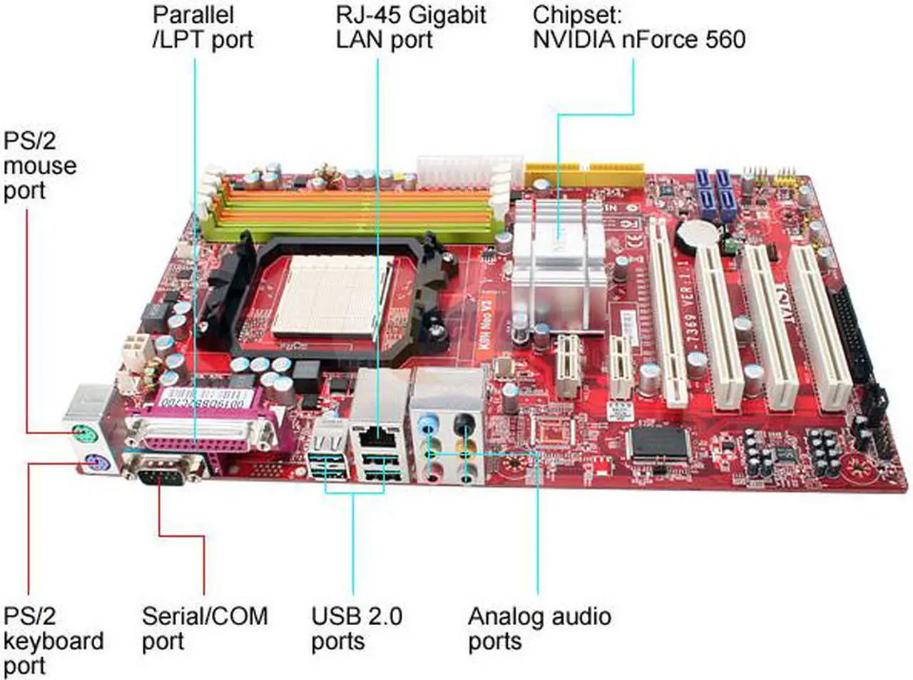 Alt view image 2 of 7 - MSI K9N Neo-F V.3 AM2 NVIDIA nForce 560 MCP ATX AMD Motherboard