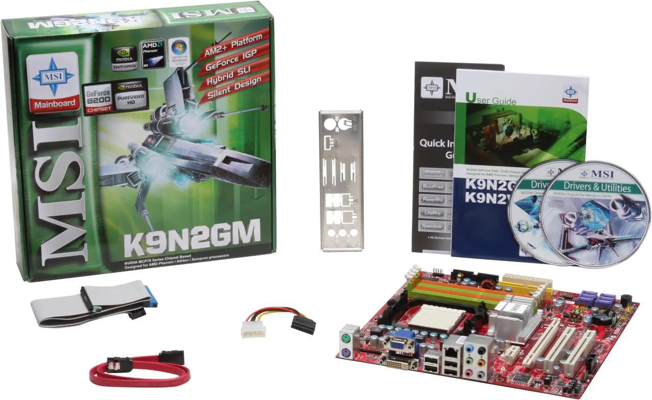 Alt view image 2 of 2 - MSI K9N2GM-FD AM2+/AM2 NVIDIA GeForce 8200 Micro ATX AMD Motherboard