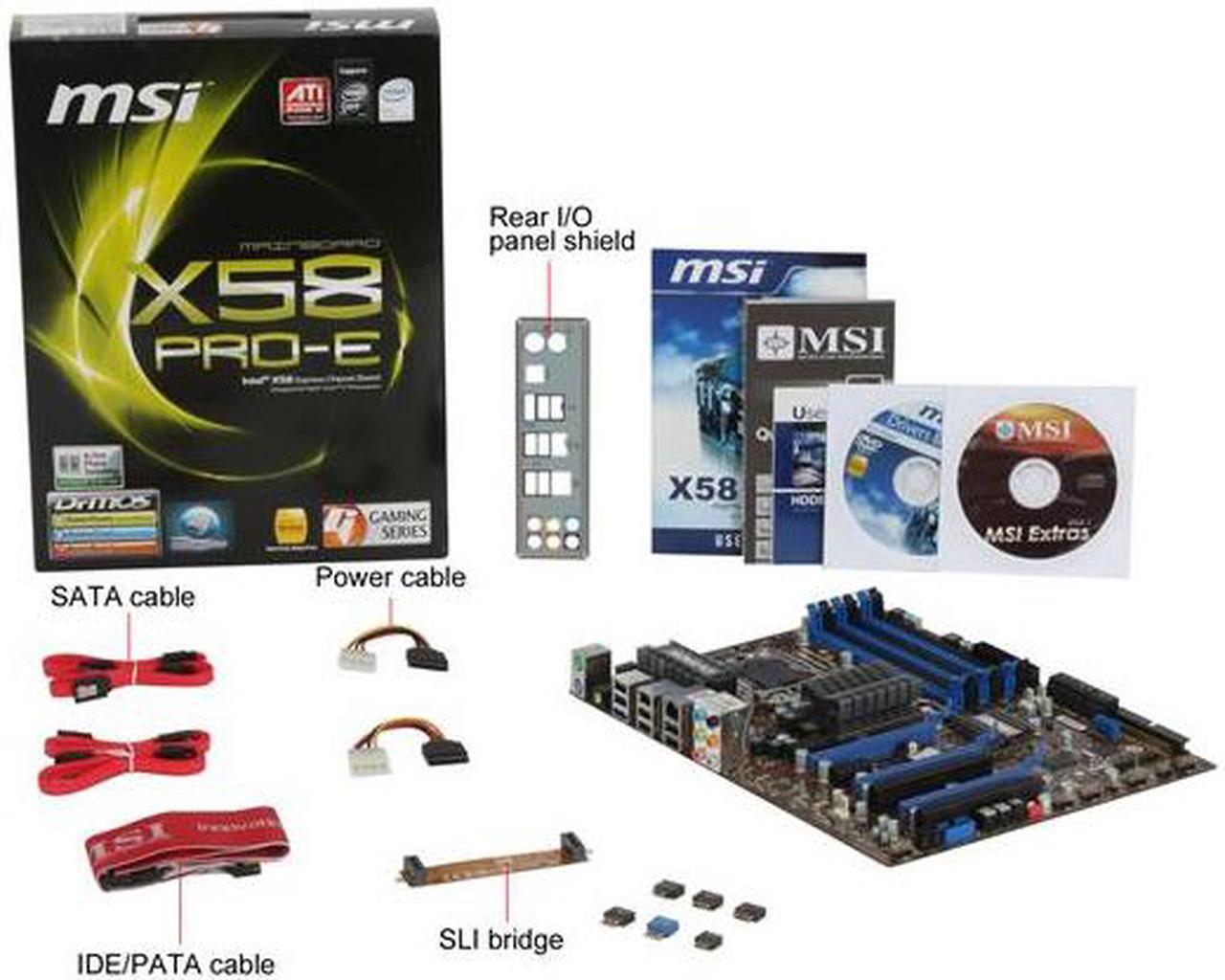 Alt view image 5 of 5 - MSI X58 Pro-E LGA 1366 Intel X58 ATX Intel Motherboard