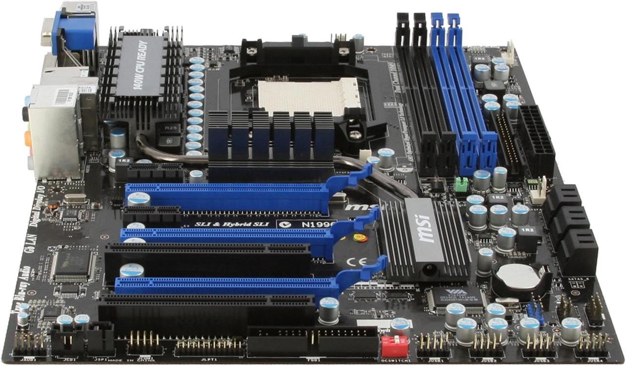 Alt view image 2 of 11 - MSI NF980-G65 AM3 NVIDIA nForce 980a SLI HDMI ATX AMD Motherboard
