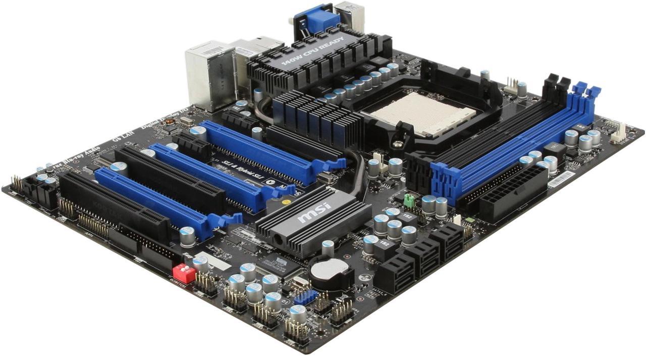 Alt view image 3 of 11 - MSI NF980-G65 AM3 NVIDIA nForce 980a SLI HDMI ATX AMD Motherboard