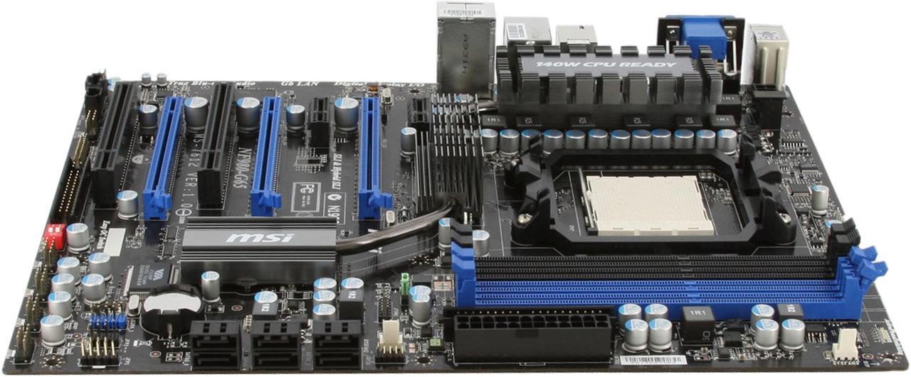Alt view image 4 of 11 - MSI NF980-G65 AM3 NVIDIA nForce 980a SLI HDMI ATX AMD Motherboard