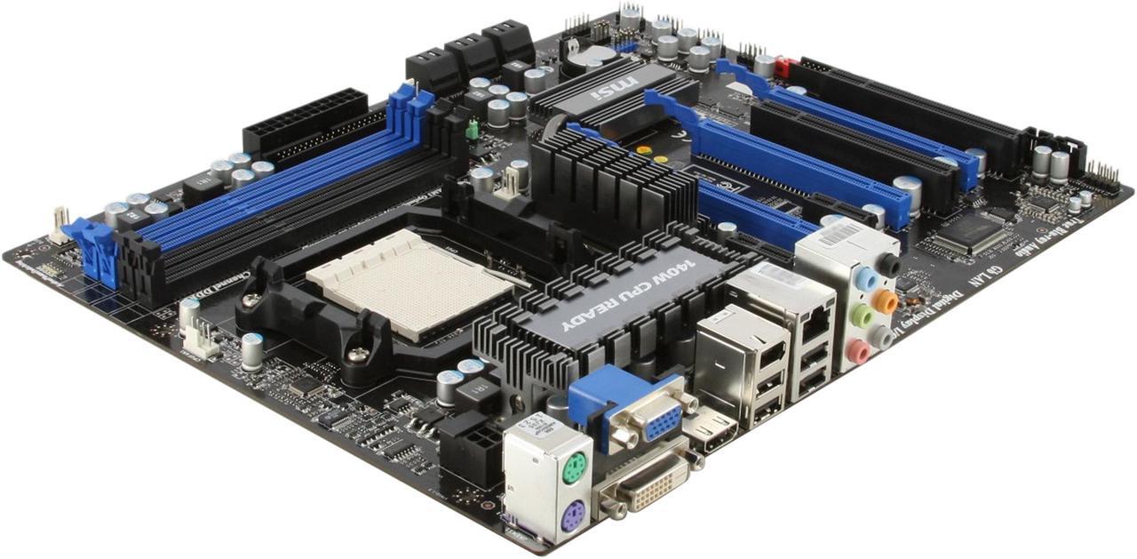 Alt view image 7 of 11 - MSI NF980-G65 AM3 NVIDIA nForce 980a SLI HDMI ATX AMD Motherboard