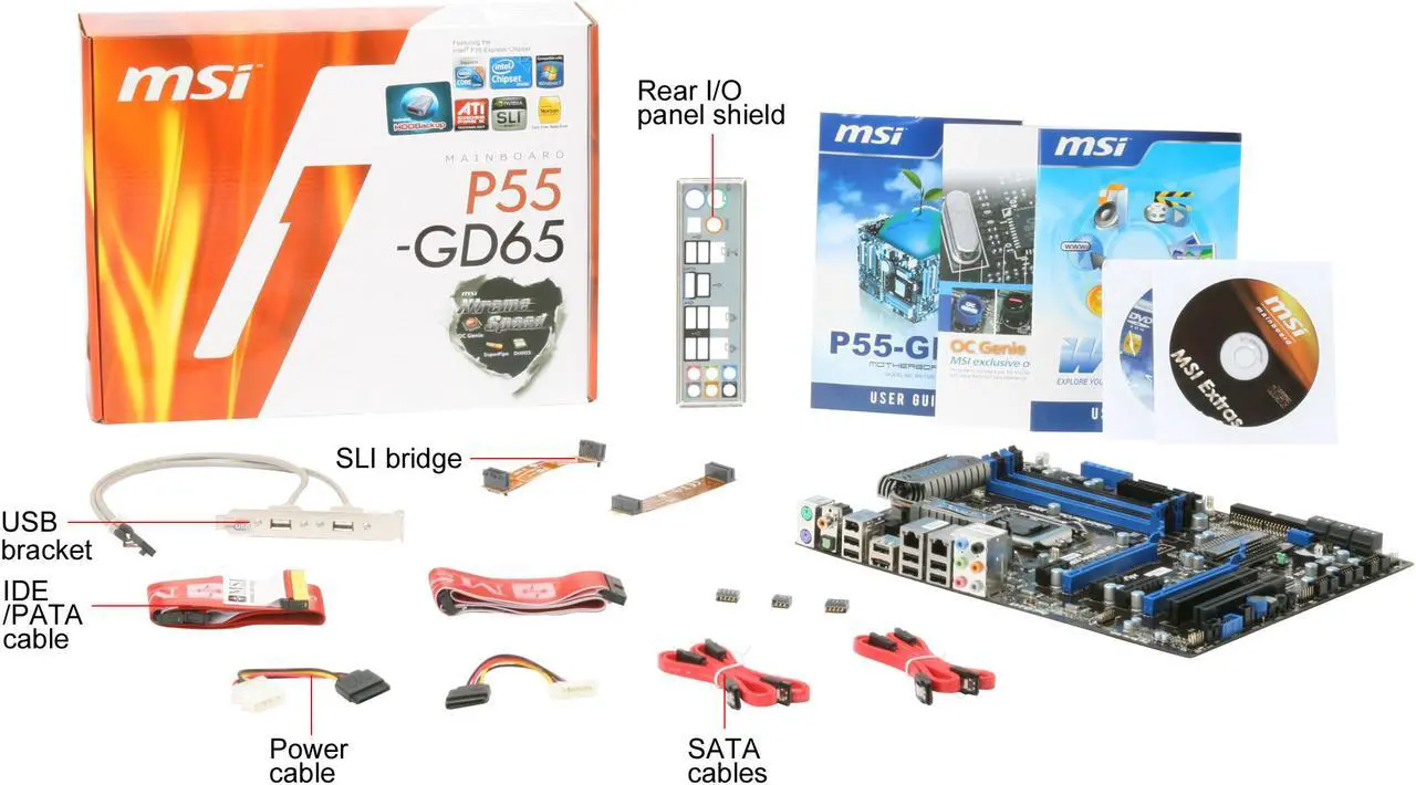 Alt view image 11 of 11 - MSI P55-GD65 LGA 1156 Intel P55 ATX Intel Motherboard