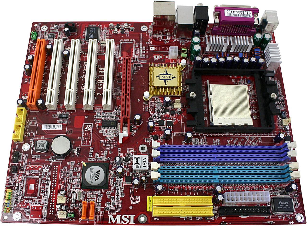 Alt view image 2 of 5 - MSI K8T NEO2-F 939 VIA K8T800 Pro ATX AMD Motherboard