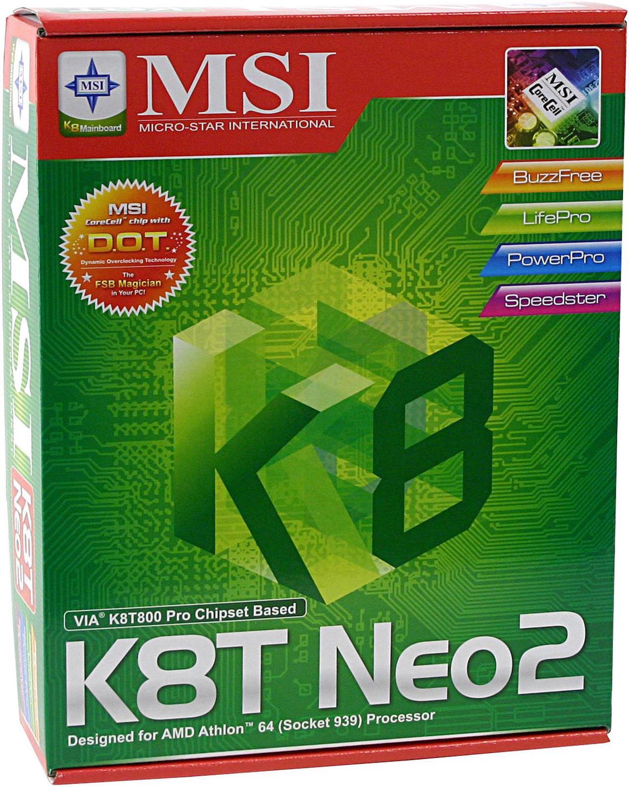 Alt view image 5 of 5 - MSI K8T NEO2-F 939 VIA K8T800 Pro ATX AMD Motherboard