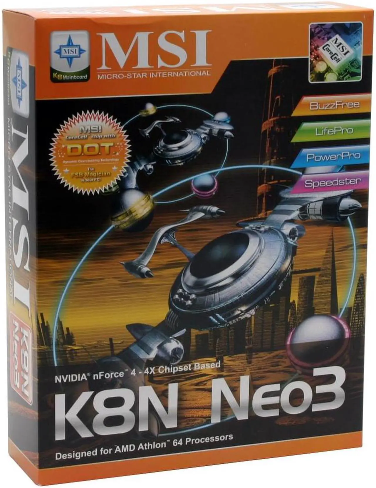 Alt view image 4 of 4 - MSI K8N NEO3-F 754 NVIDIA nForce4 4X ATX AMD Motherboard