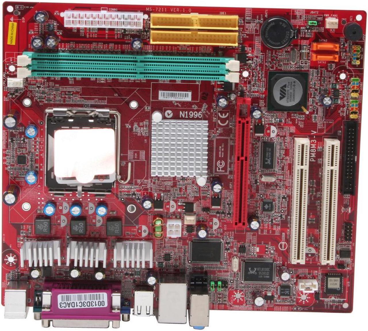 Alt view image 3 of 6 - MSI PM8M3-V LGA 775 VIA P4M800CE Micro ATX Intel Motherboard