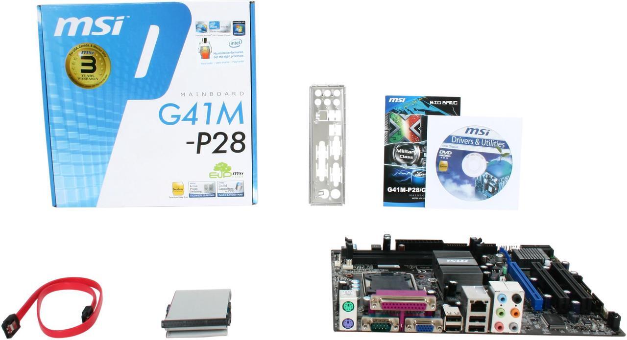 Alt view image 5 of 5 - MSI G41M-P28 LGA 775 Intel G41 Micro ATX Intel Motherboard