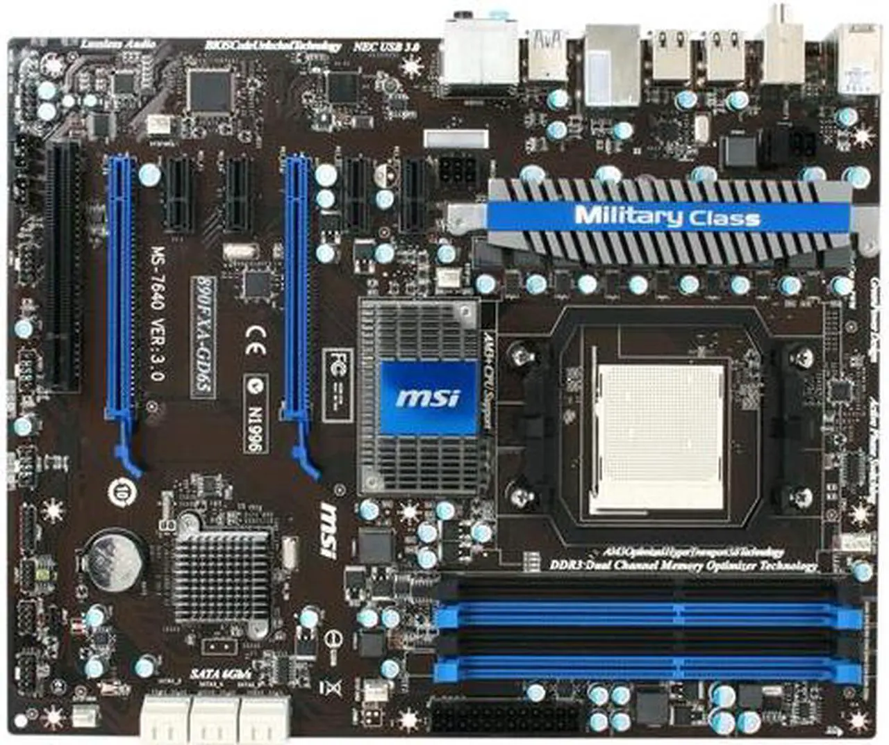 Alt view image 3 of 5 - MSI 890FXA-GD65 AM3 AMD 890FX USB 3.0 ATX AMD Motherboard
