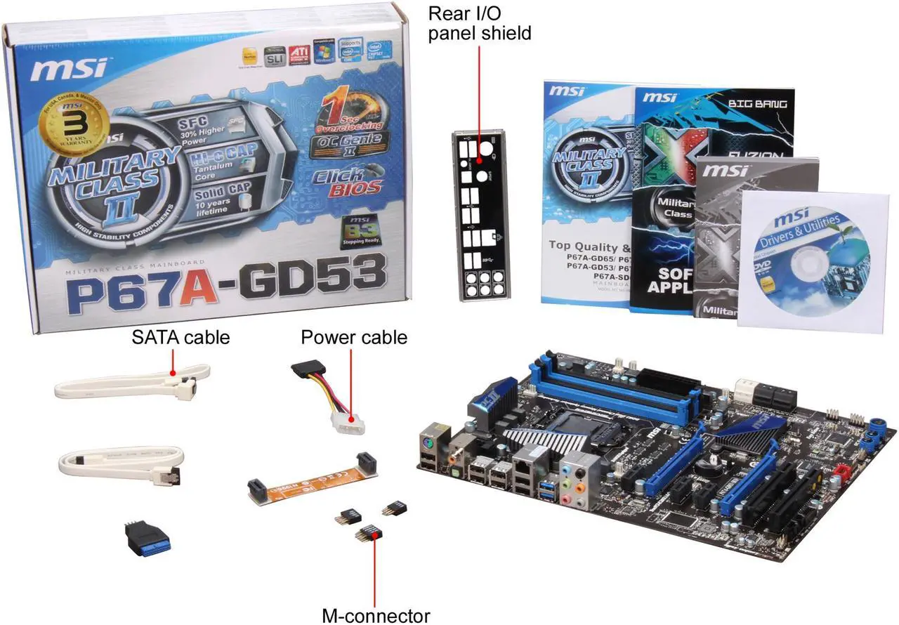 Alt view image 5 of 5 - MSI P67A-GD53 (B3) LGA 1155 Intel P67 USB 3.0 ATX Intel Motherboard with UEFI BIOS