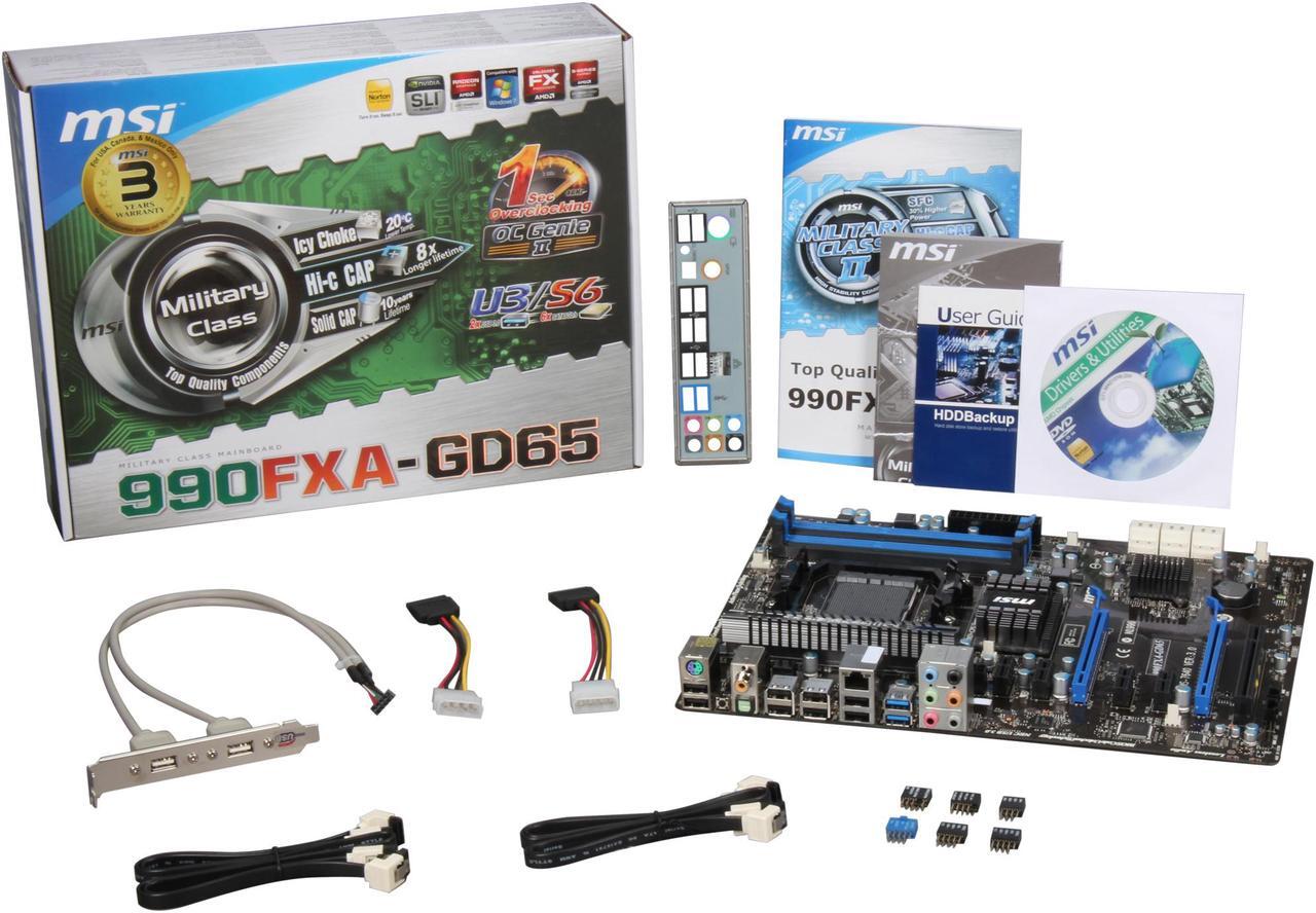 Alt view image 5 of 5 - MSI 990FXA-GD65 AM3+ AMD 990FX SATA 6Gb/s USB 3.0 ATX AMD Motherboard