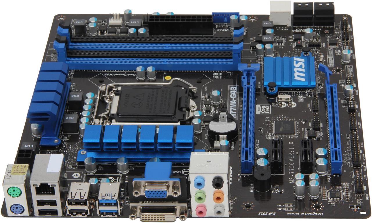 Alt view image 2 of 5 - MSI H77MA-G43 LGA 1155 Intel H77 USB 3.0 Micro ATX Intel Motherboard with UEFI BIOS