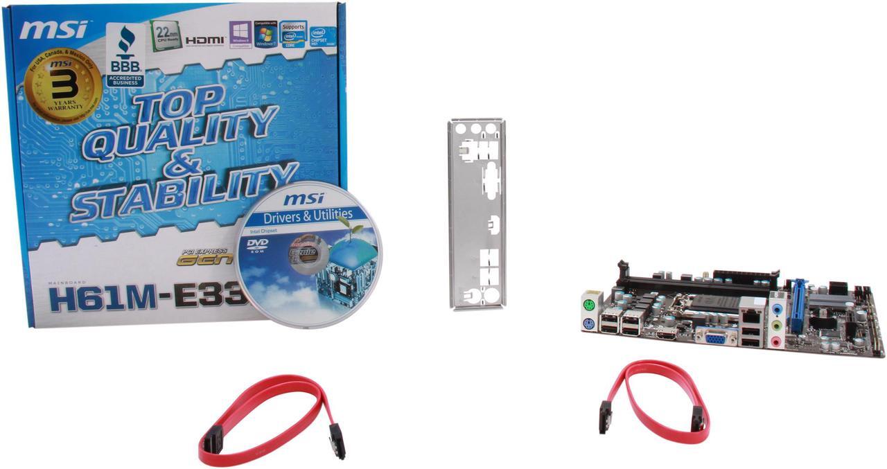 Alt view image 5 of 5 - MSI H61M-E33/W8 LGA 1155 Intel H61 HDMI Micro ATX Intel Motherboard with UEFI BIOS