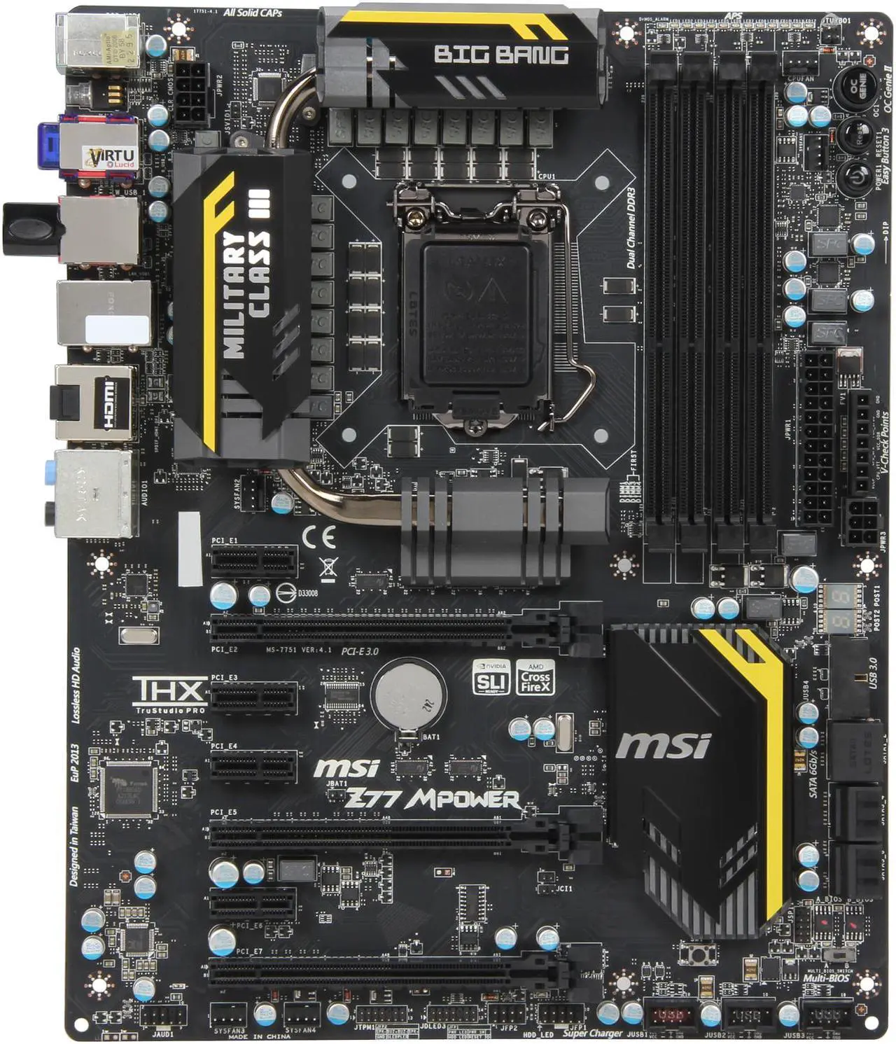 Alt view image 3 of 5 - MSI Z77 MPOWER LGA 1155 Intel Z77 HDMI USB 3.0 ATX Intel Motherboard with UEFI BIOS