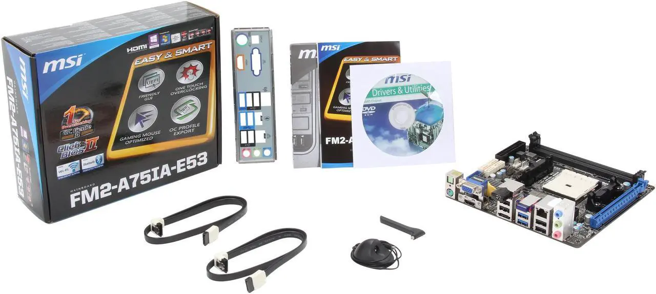 Alt view image 5 of 5 - MSI FM2-A75IA-E53 FM2 AMD A75 (Hudson D3) USB 3.0 HDMI Mini ITX AMD Motherboard