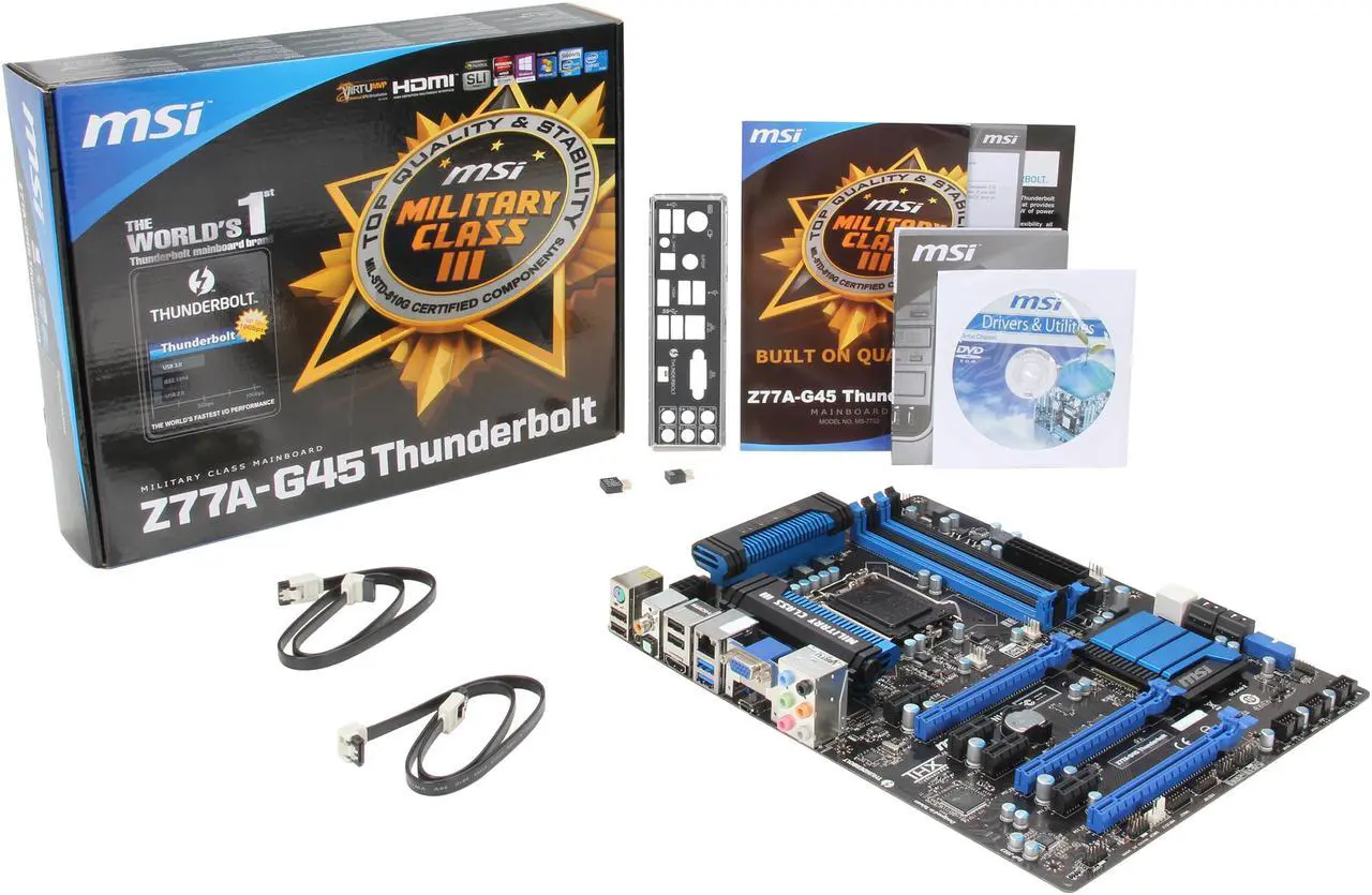Alt view image 5 of 5 - MSI Z77A-G45 Thunderbolt LGA 1155 Intel Z77 HDMI USB 3.0 ATX Intel Motherboard with UEFI BIOS