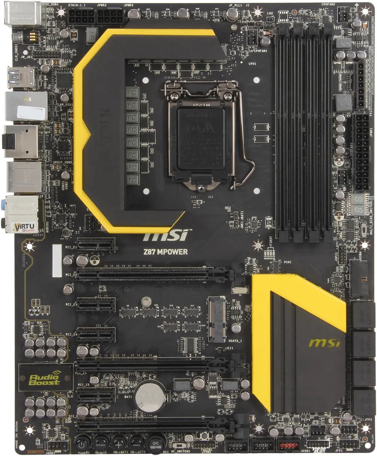 Alt view image 3 of 5 - MSI Z87 MPOWER LGA 1150 Intel Z87 HDMI USB 3.0 ATX Extreme OC Flagship High Performance Triple CFX/ SLI Platform Intel Motherboard