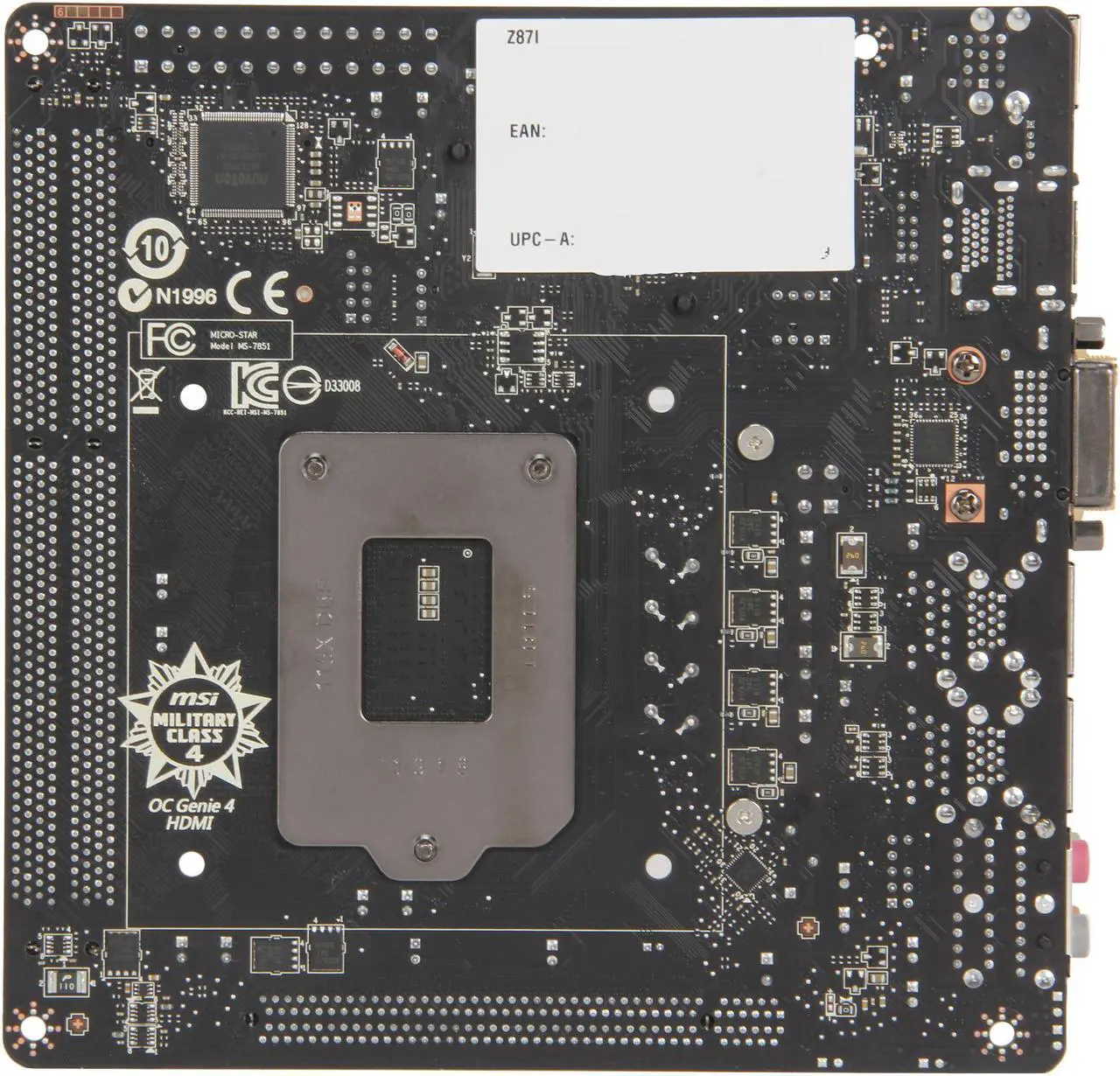 Alt view image 4 of 5 - MSI Z87I LGA 1150 Intel Z87 HDMI USB 3.0 Mini ITX Intel Motherboard