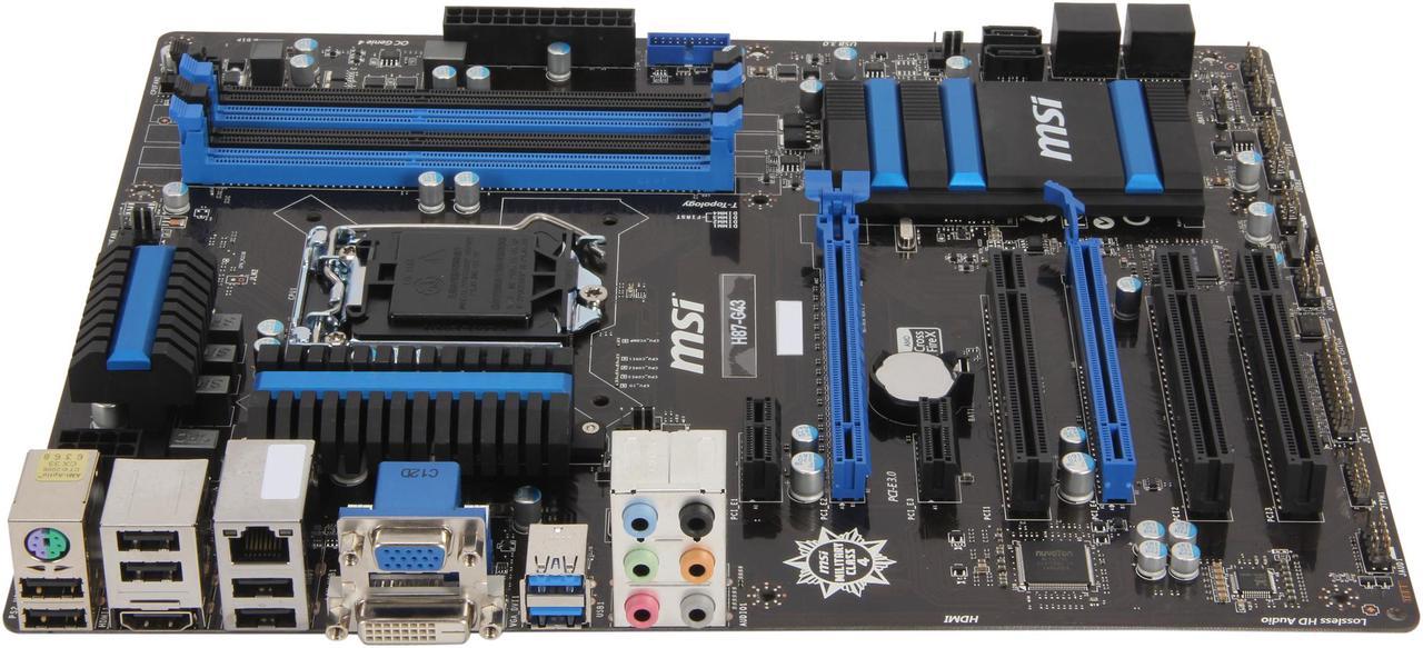 Alt view image 2 of 5 - MSI H87-G43 LGA 1150 Intel H87 HDMI SATA 6Gb/s USB 3.0 ATX High Performance CF Intel Motherboard