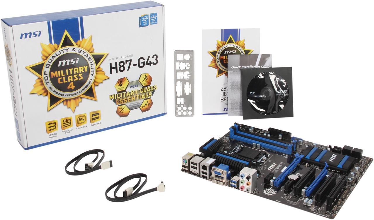 Alt view image 5 of 5 - MSI H87-G43 LGA 1150 Intel H87 HDMI SATA 6Gb/s USB 3.0 ATX High Performance CF Intel Motherboard