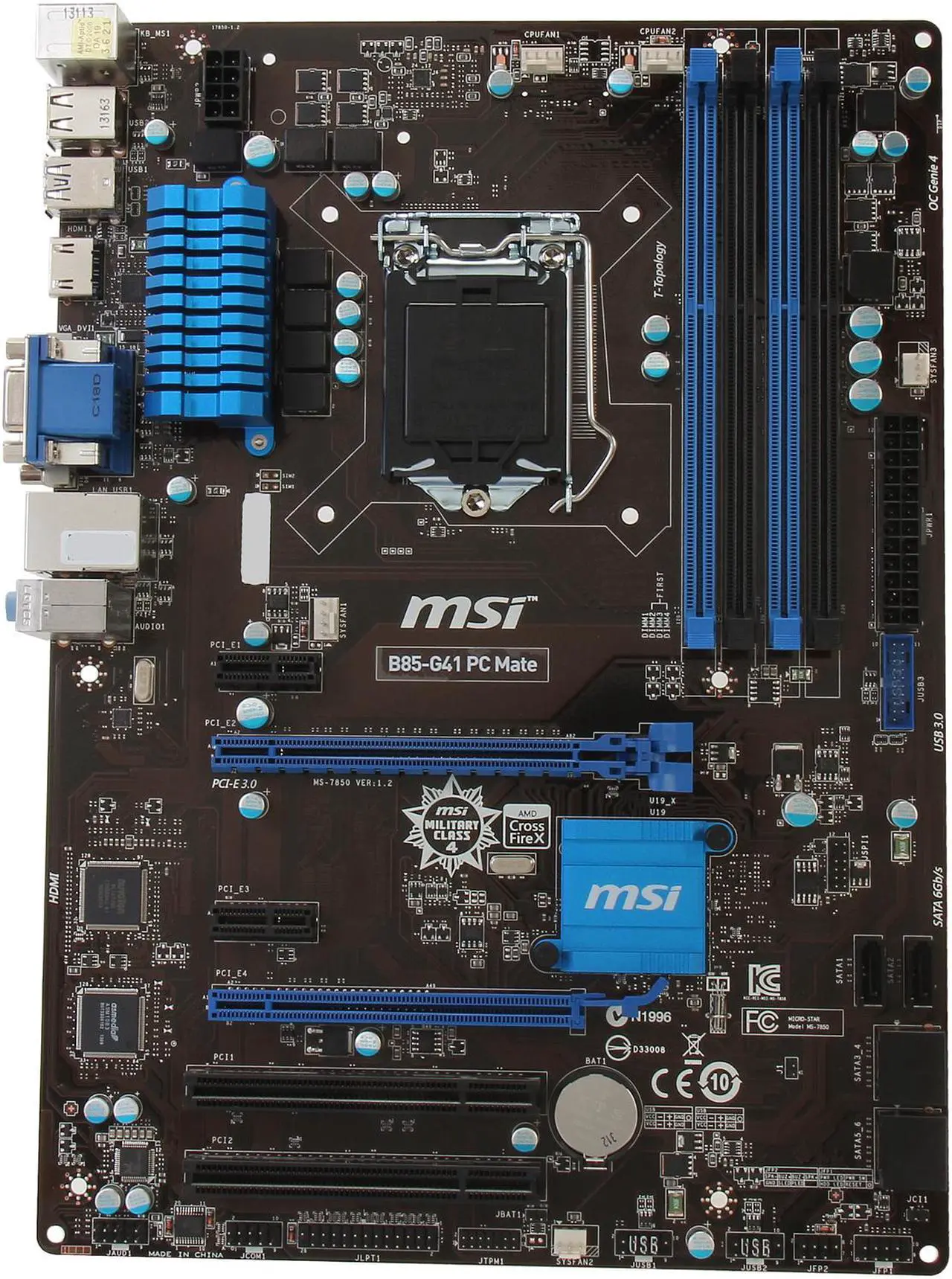 Alt view image 4 of 5 - MSI B85-G41 PC Mate LGA 1150 Intel B85 HDMI USB 3.0 ATX High Performance CF Intel Motherboard